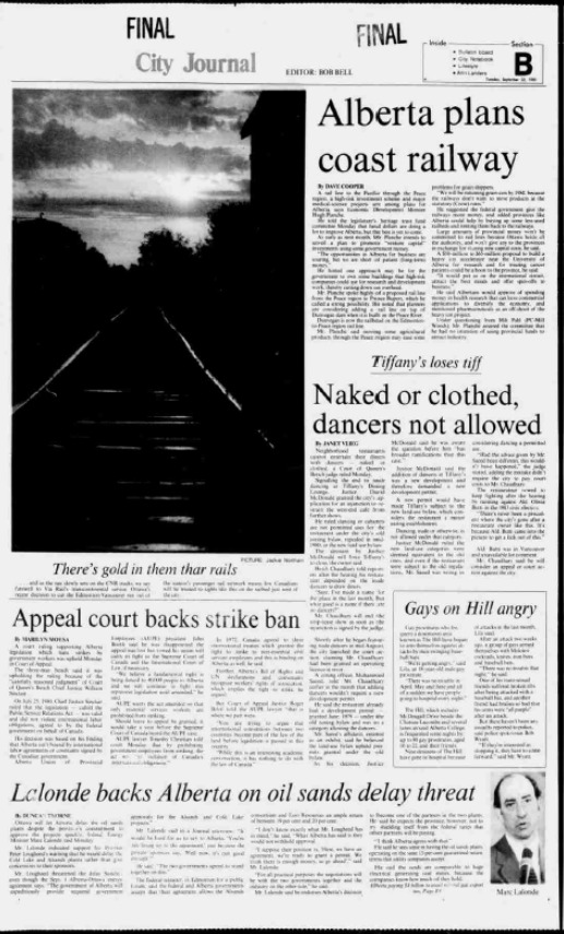 Edmonton Journal, September 1981. Image courtesy of author.